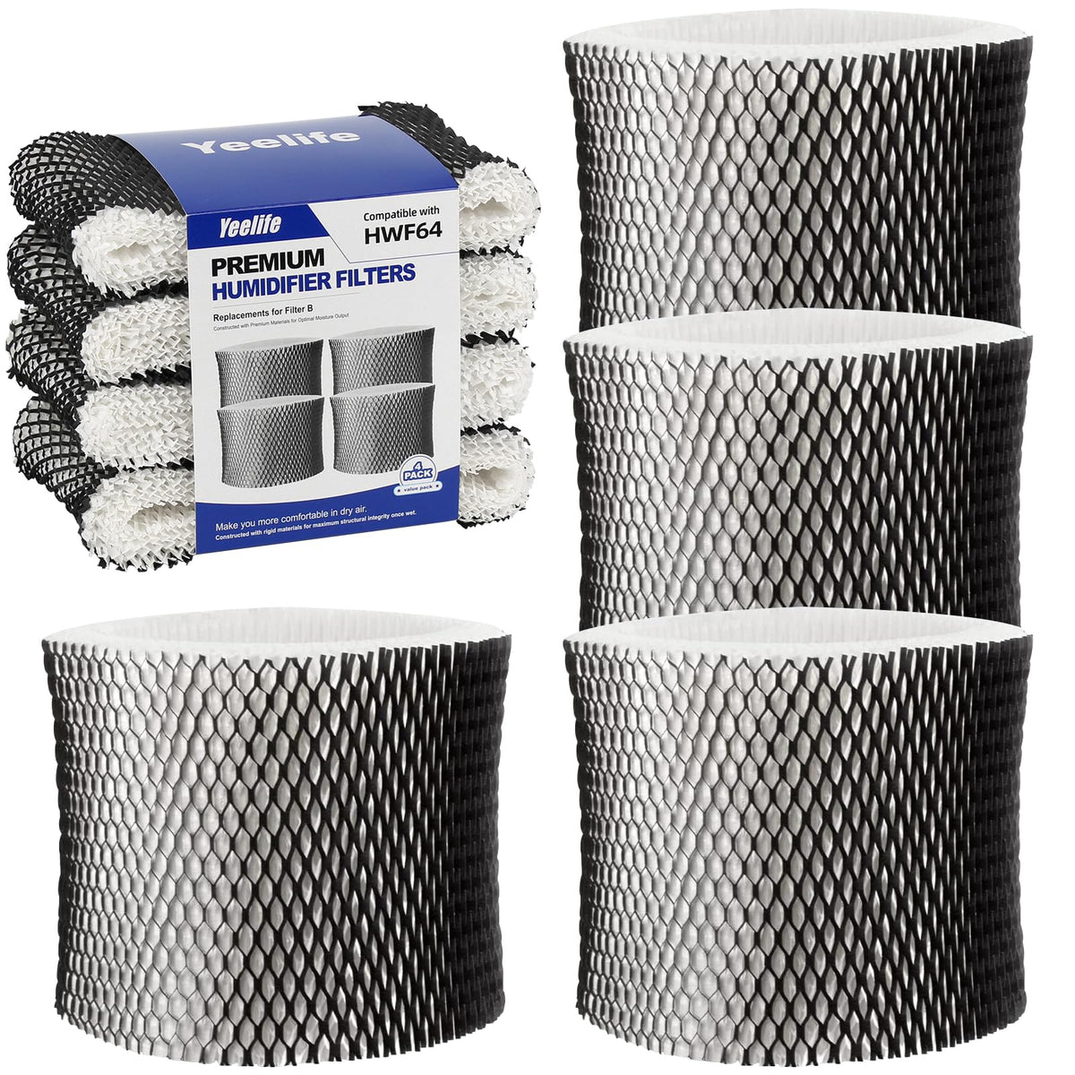4 Pack HWF64 Humidifier Filter for Sunbeam Humidifier Filter B (4 Pack)
