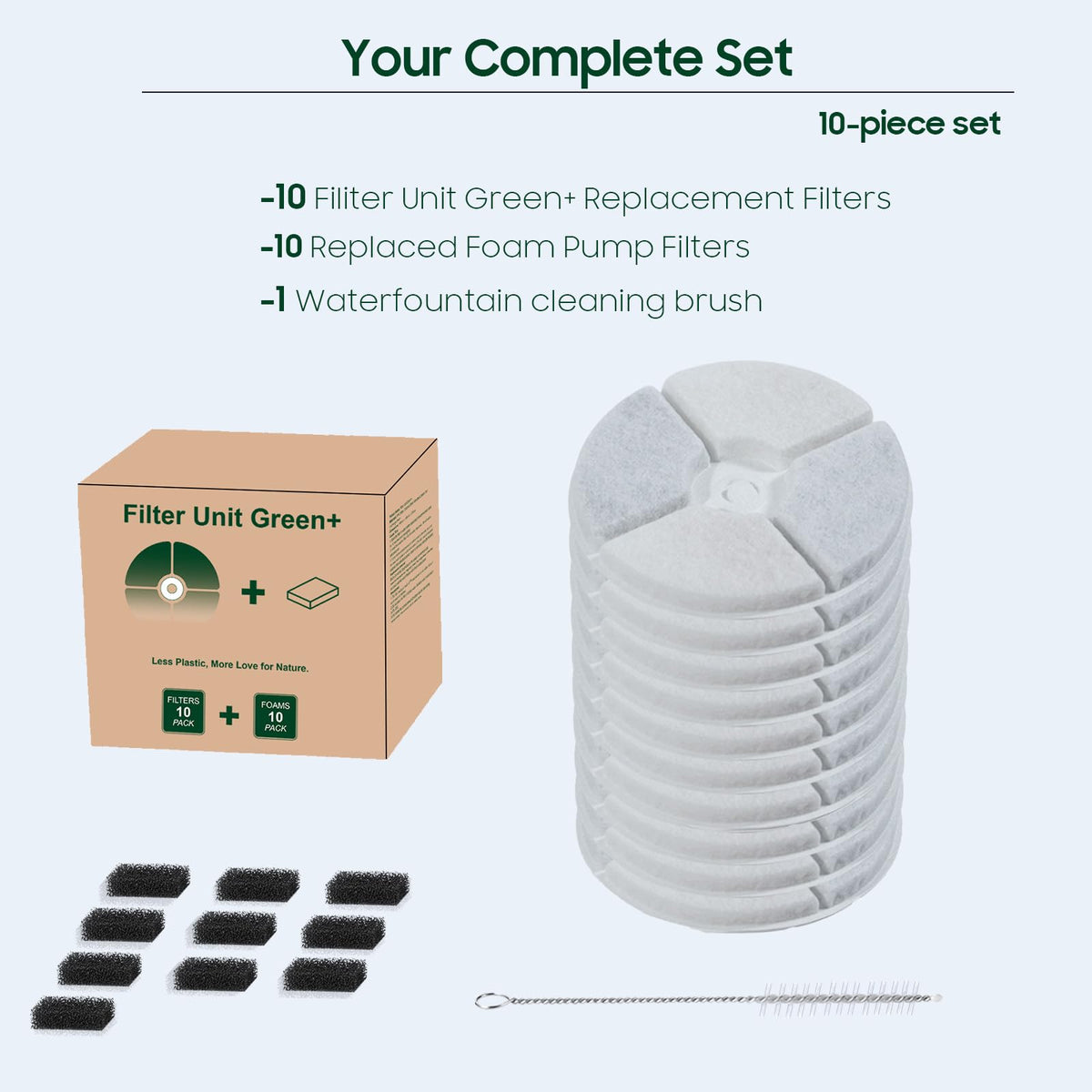 10 PCS Plastic Reduced Version Pet Cat Water Fountain Filters Fit For Solo 2 (10 PCS-No Case)