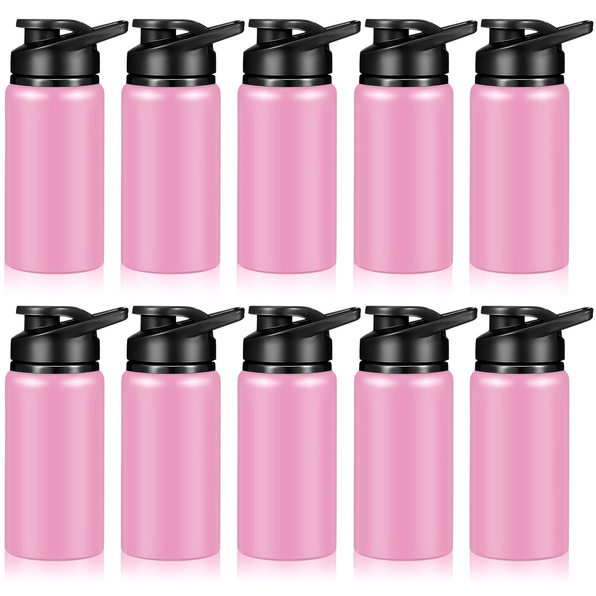 10 Pcs 13.5oz Aluminum Water Bottles Bulk (13.5 Ounces (Pack of 10) / Pink)
