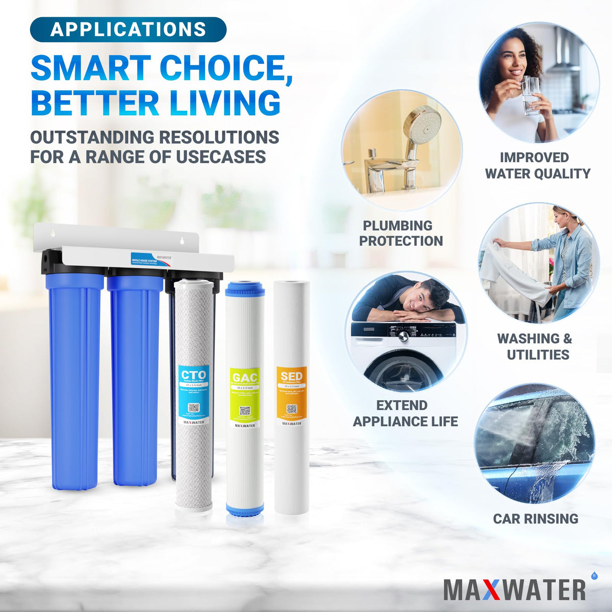 3 Stage 20 x 2.5 Whole House Water Filtration System