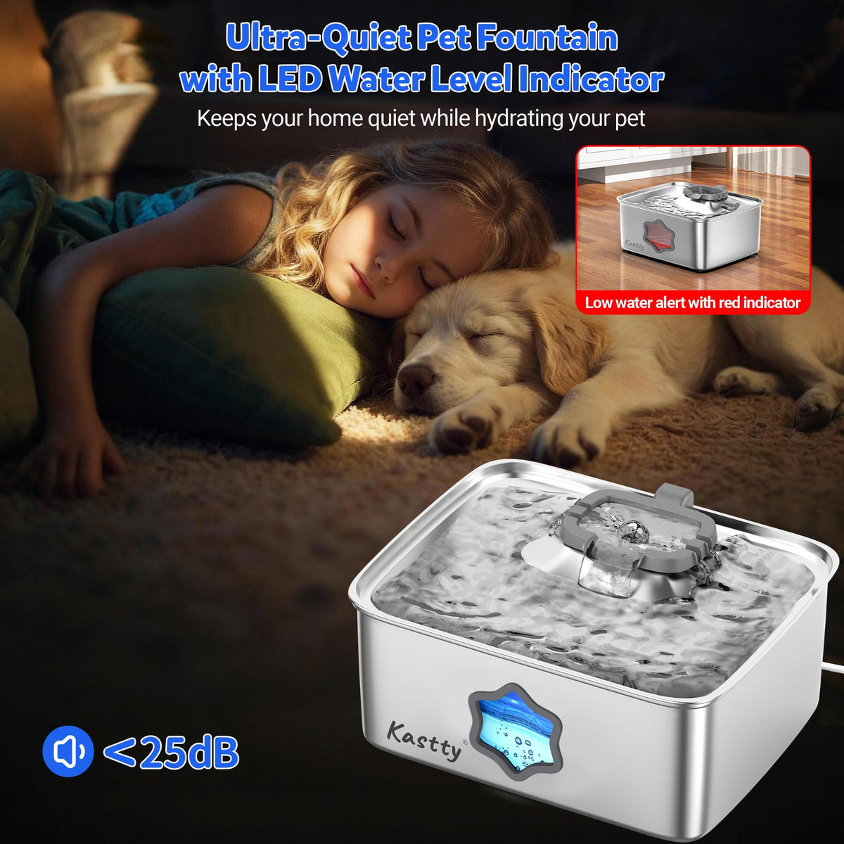 4Gal 15L Stainless Steel Dog Water Fountain for Pets