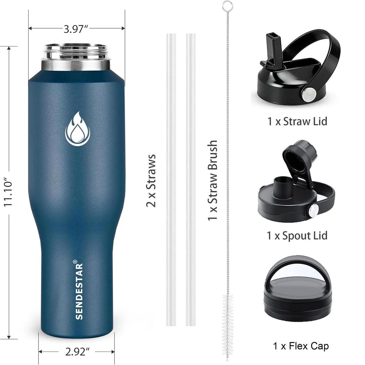 40oz Stainless Steel Water Bottle (Cobalt / 40 Ounces)