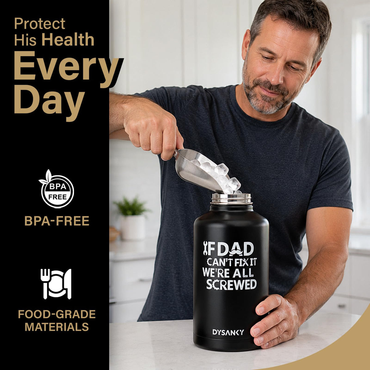 Insulated Water Bottle w (Fathers' Gift / 64 Ounces)