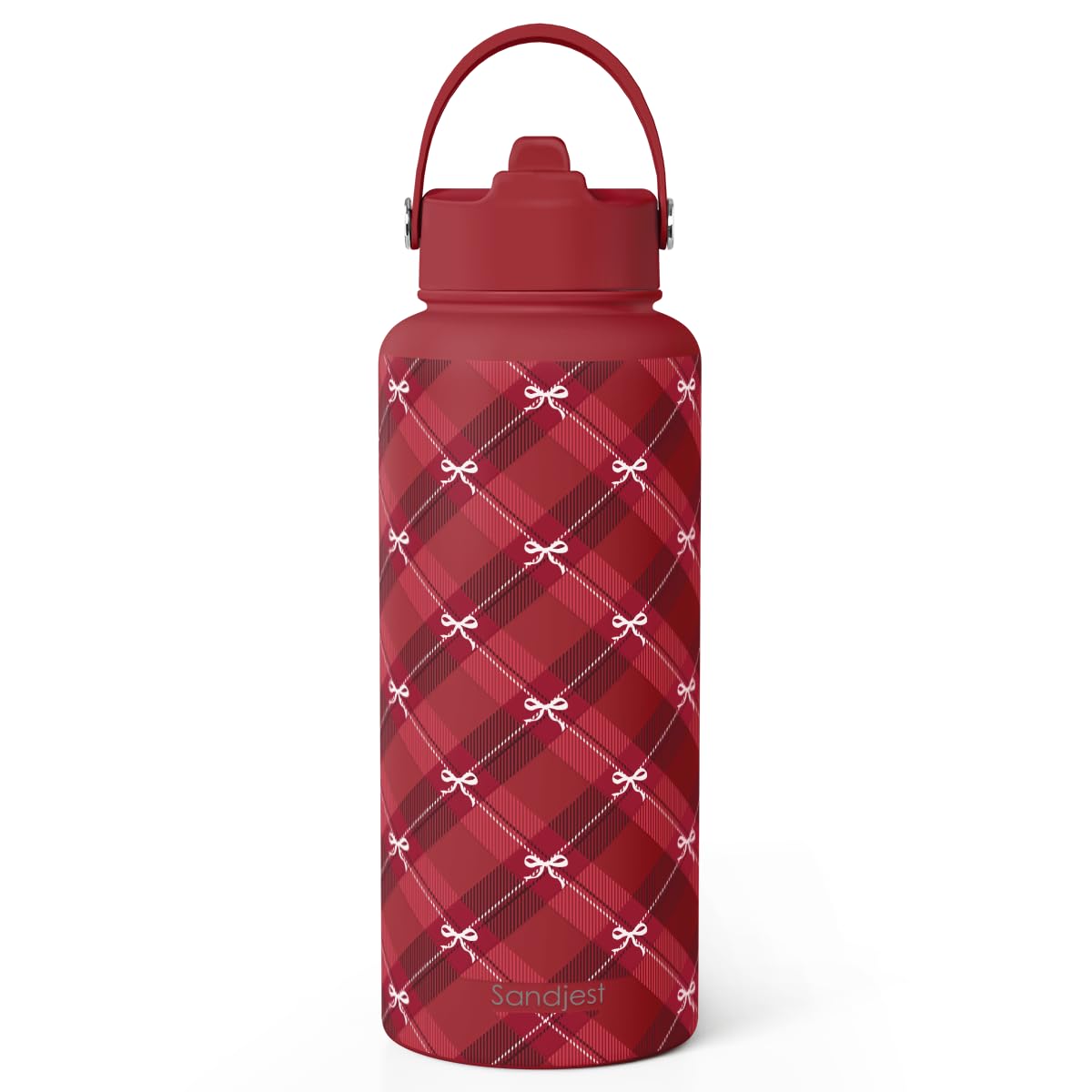 Stainless Steel Water Bottle 32 Ounces with Lid & Straw (Christmas)