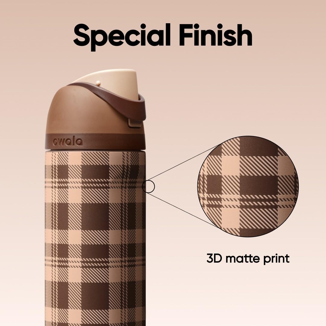 FreeSip Stainless Steel Water Bottle 24 oz Plaid and Simple (Plaid and Simple / 24 Ounces)