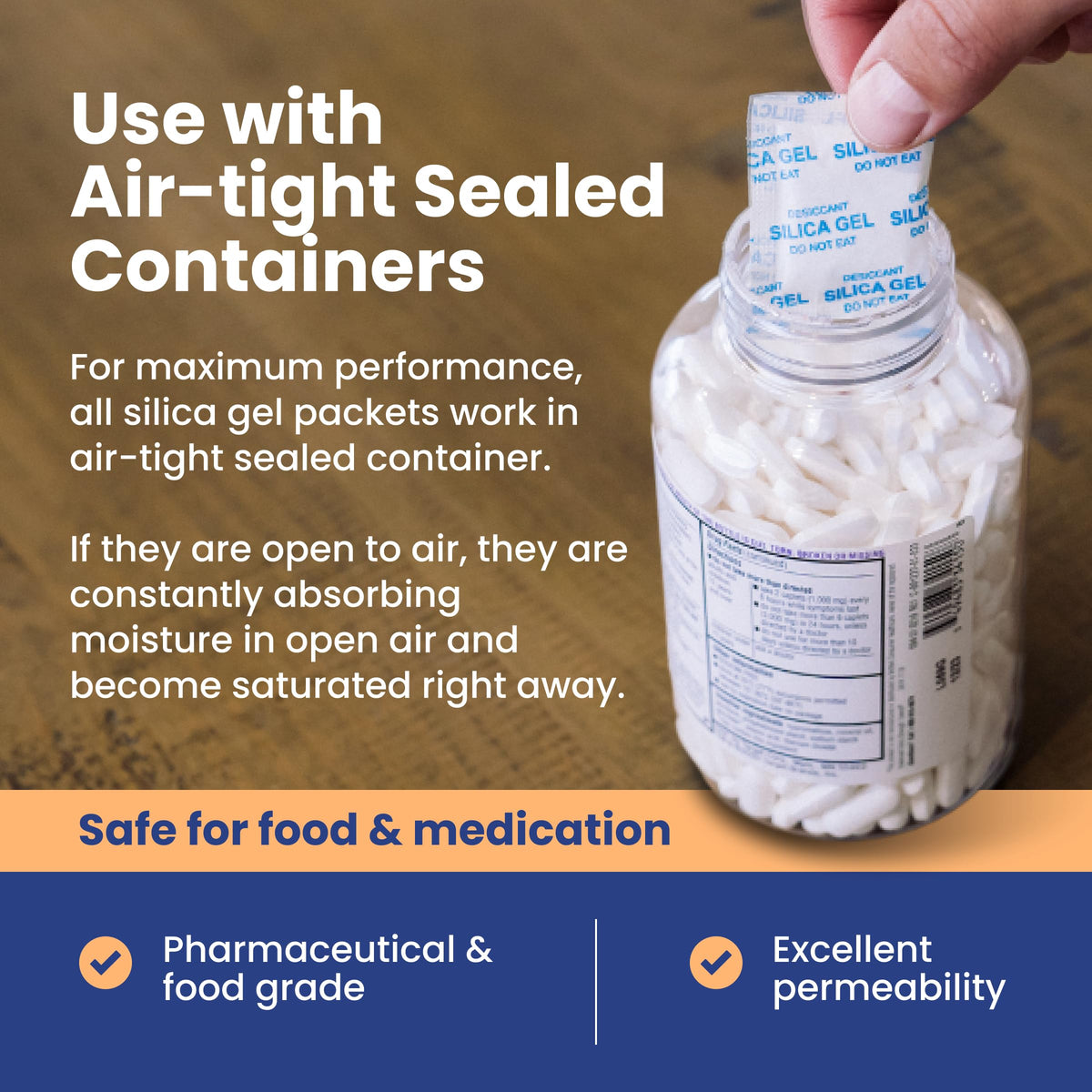2g Food Safe Desiccant Packets for Moisture Control (2 Gram)