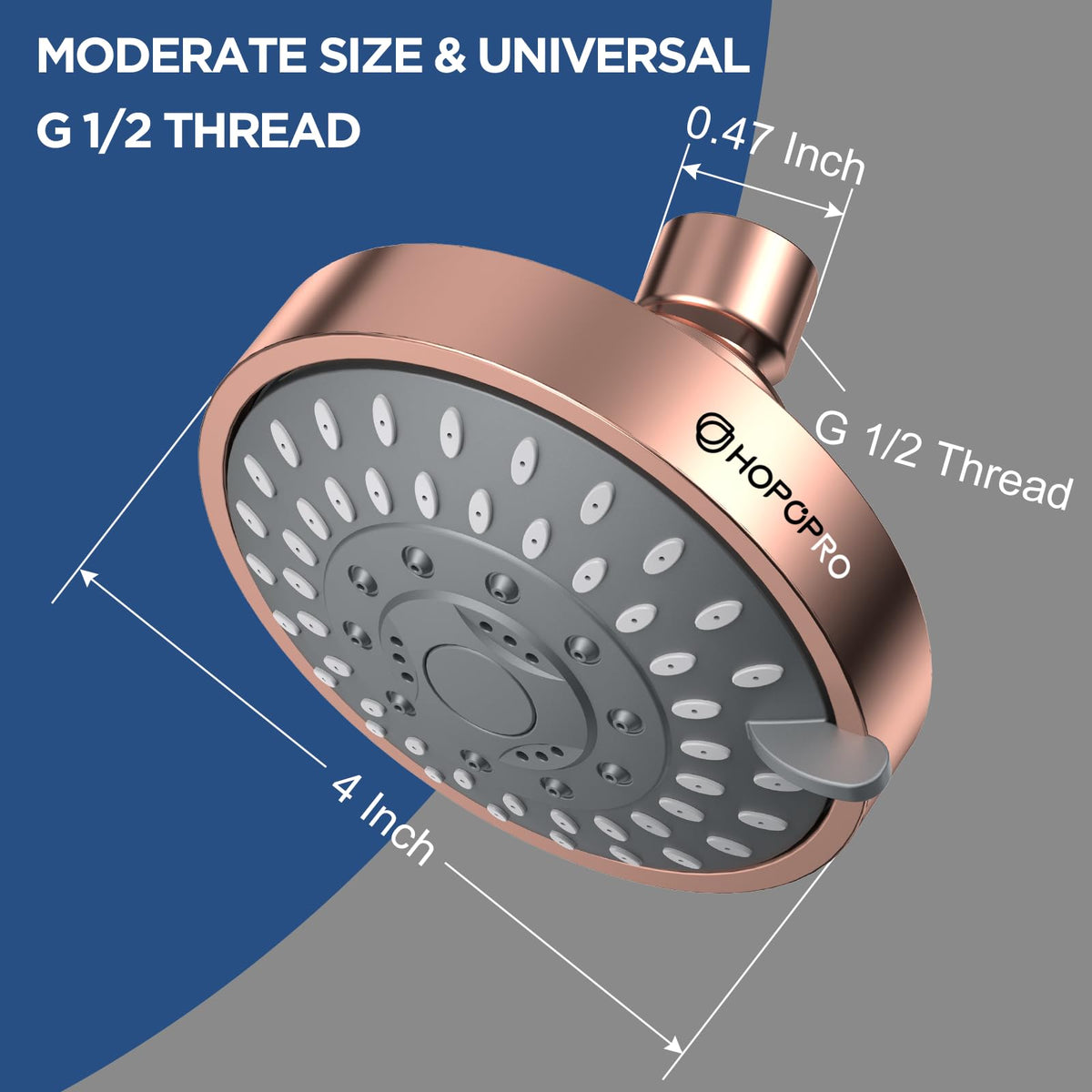 High Pressure Shower Head (4 Inch Modern / Rose Gold)