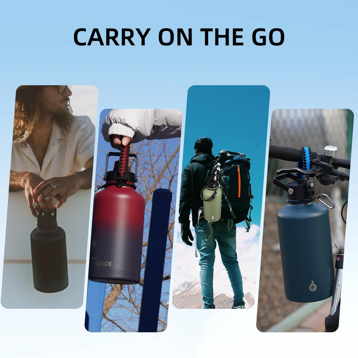 64oz Insulated Water Bottle with Straw Lid Large Stainless Steel Jug (Marshmallow / 64 Ounces)