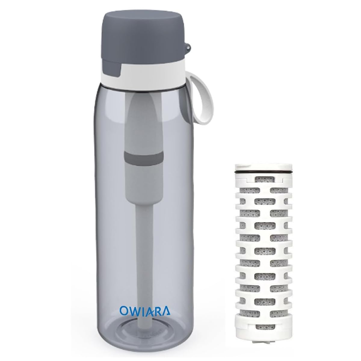Water Bottle with Filter for Drinking (Light Grey)