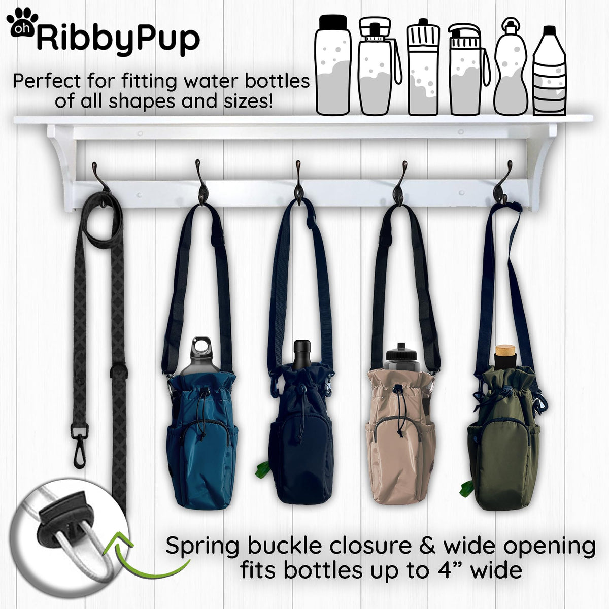Waterproof Dog Walking Bag with Universal Water Bottle Holder (Gray)