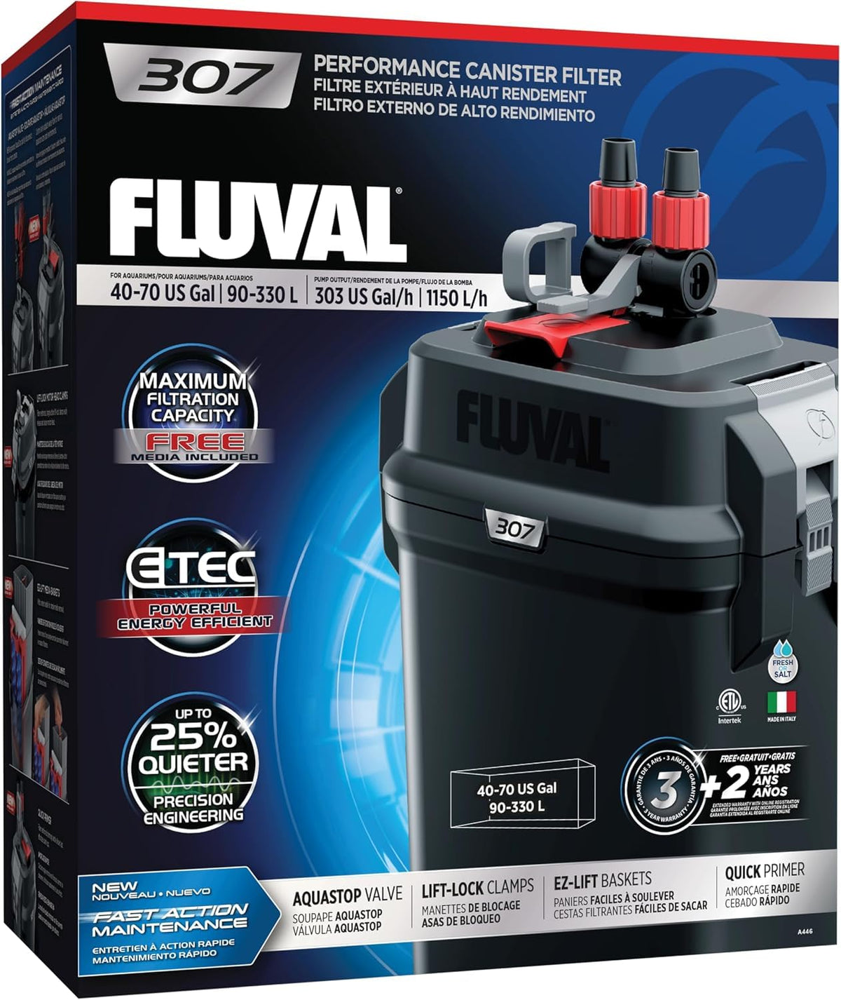 307 Performance Canister Filter for Aquariums Up to 70 Gallons (70 Gallons)