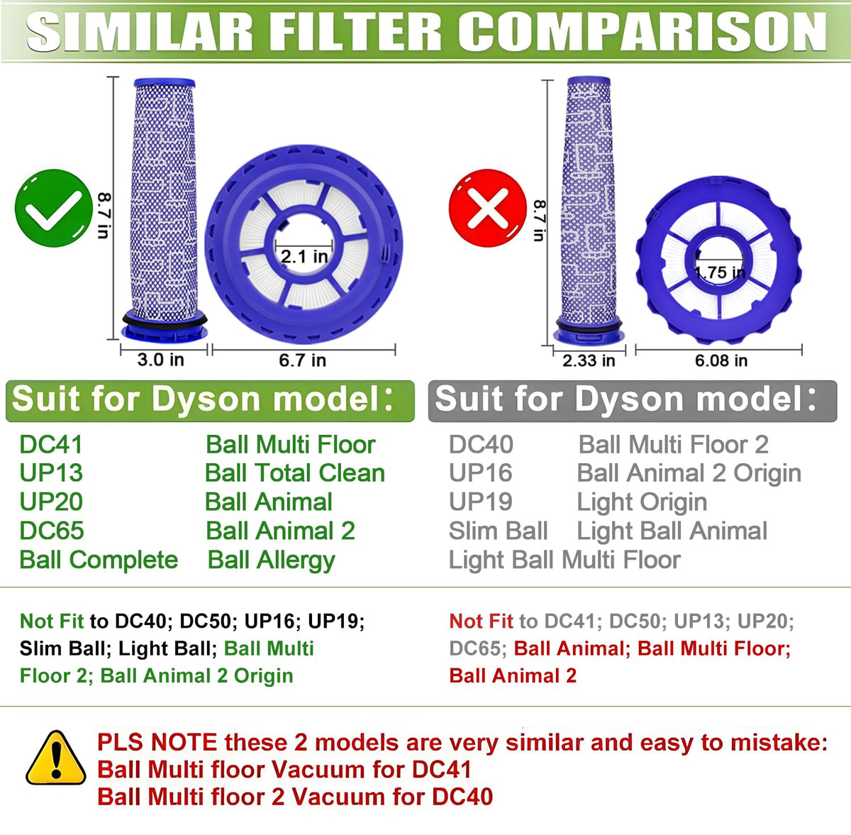 Filter Replacement for Dyson DC41 DC65 DC66 UP13 UP20 UP30 Ball Animal 2