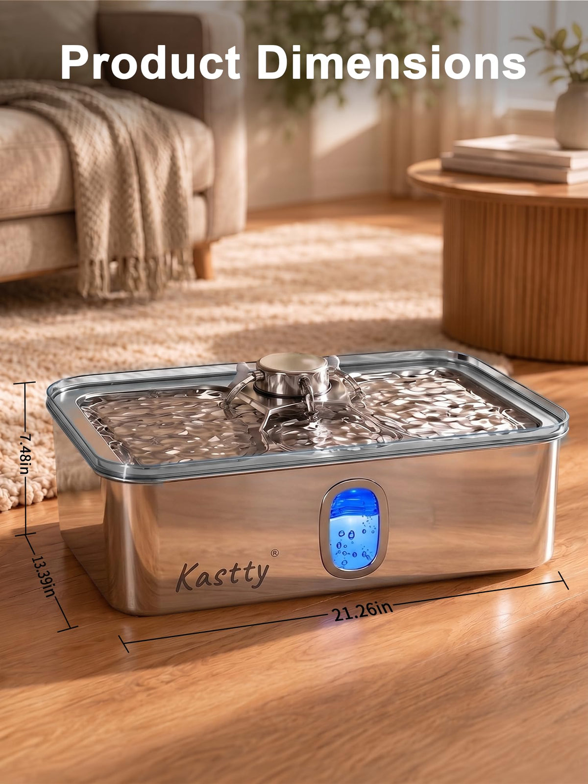 17L 4.5 Gal Stainless Steel Dog Water Fountain for Large Dog