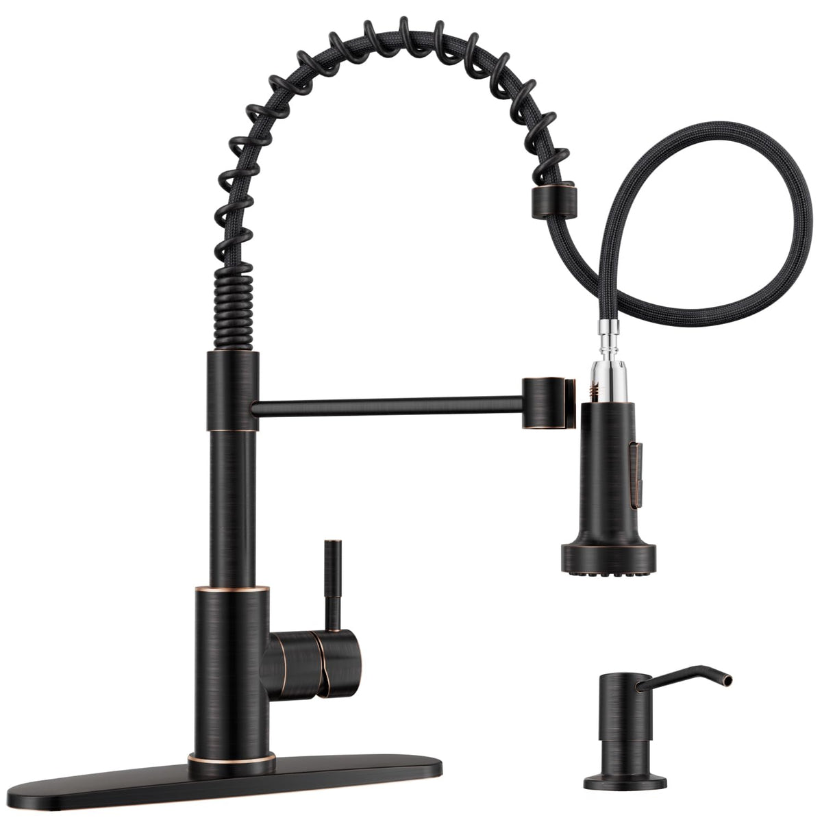 Spring Kitchen Faucet with Soap Dispenser Oil Rubbed Bronze (Bronze)