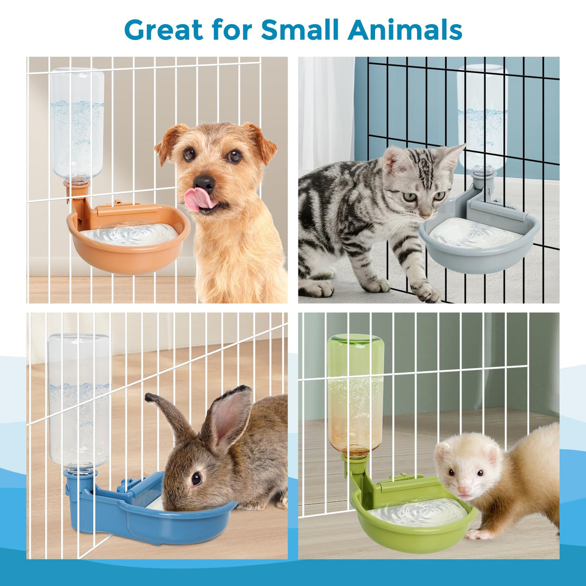 Anti Splash Pet Water Bowl for Crates (23oz / B-Blue)