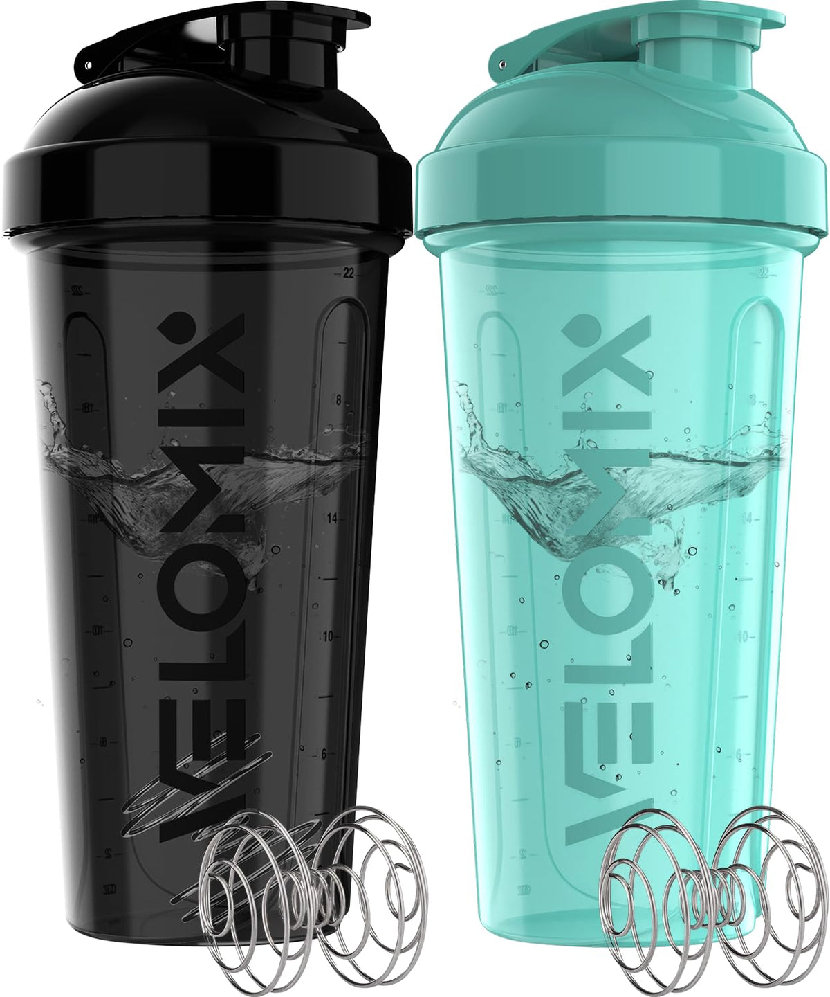 2 Pack 28oz Protein Shaker Bottle (A5) Black / Turquoise)
