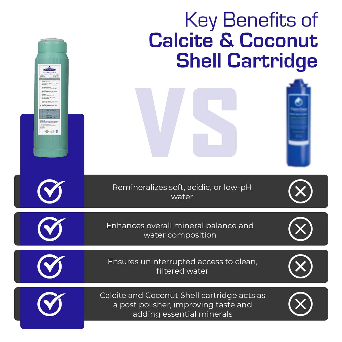 Calcite & Coconut Shell GAC Water Filter Cartridge (Calcite Coconut Shell GAC / 2-7/8" x 9-3/4")