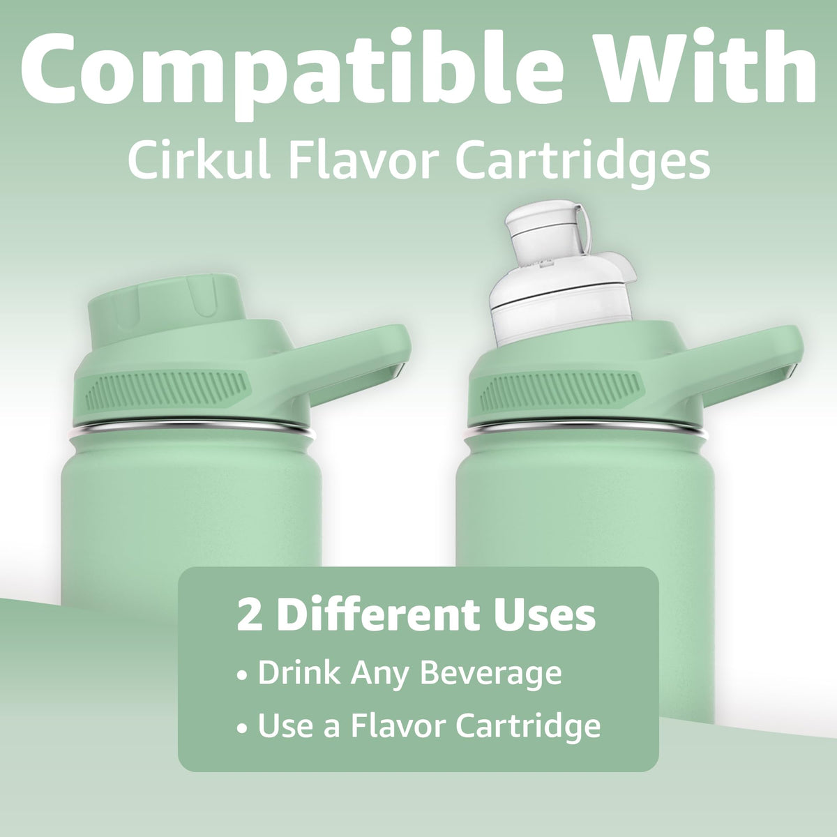 Water Bottle Compatible With Popular Flavor Cartridges (Sage / 22 Ounces)