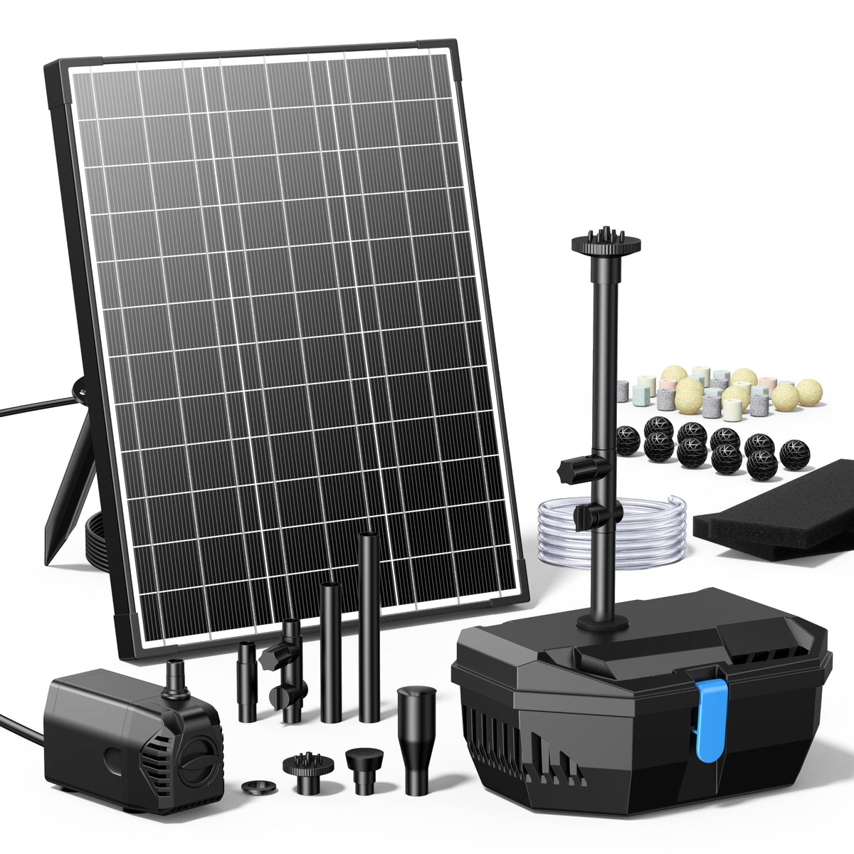 20W Solar Water Fountain Pond Filter with 120 GPH Water Pump (20W)