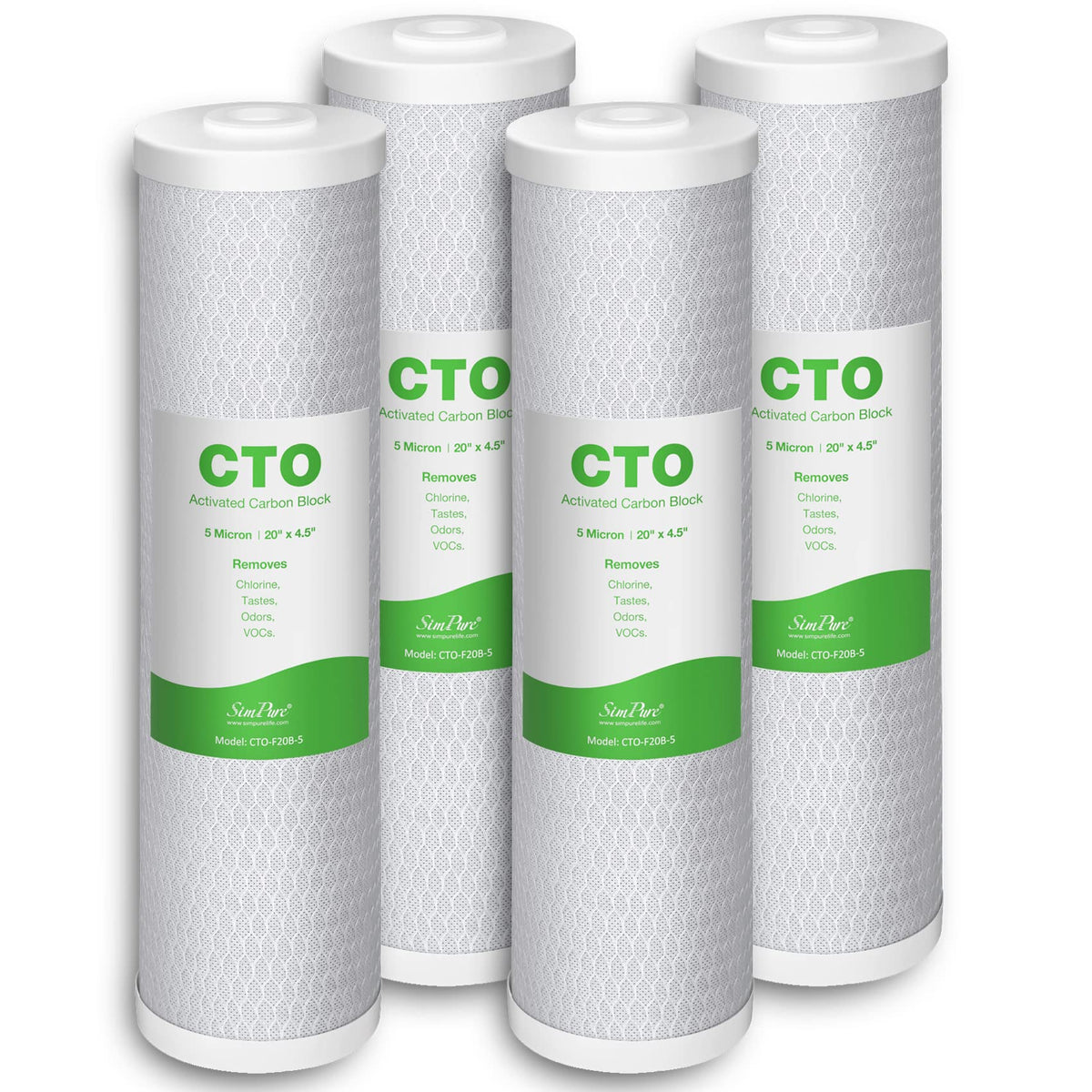 5 Micron 20" x 4.5" CTO Carbon Whole House Water Filter Cartridge (4 Count)