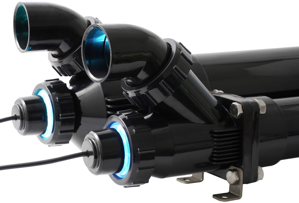55-Watt Pro-MAX High Output UV Sterilizer for Aquariums – Black 3" Diameter Housing – Flow-Through Design, White Internal Reflective Protective Sleeve