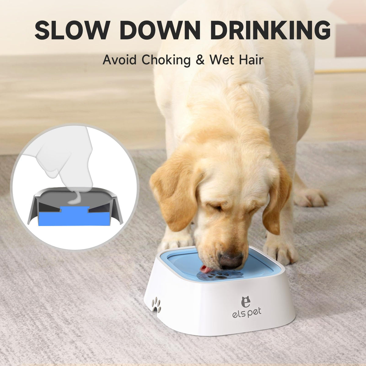 No Spill Dog Cat Bowl 35oz 1L Anti Slip Travel Water Dispenser Blue (1L / Blue)