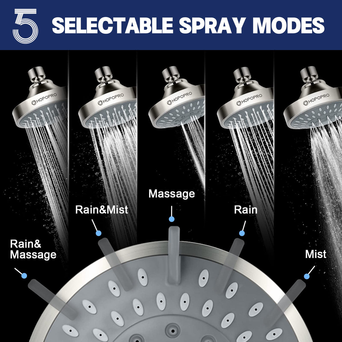 High Pressure Shower Head (4 Inch Modern / Brushed Nickel)