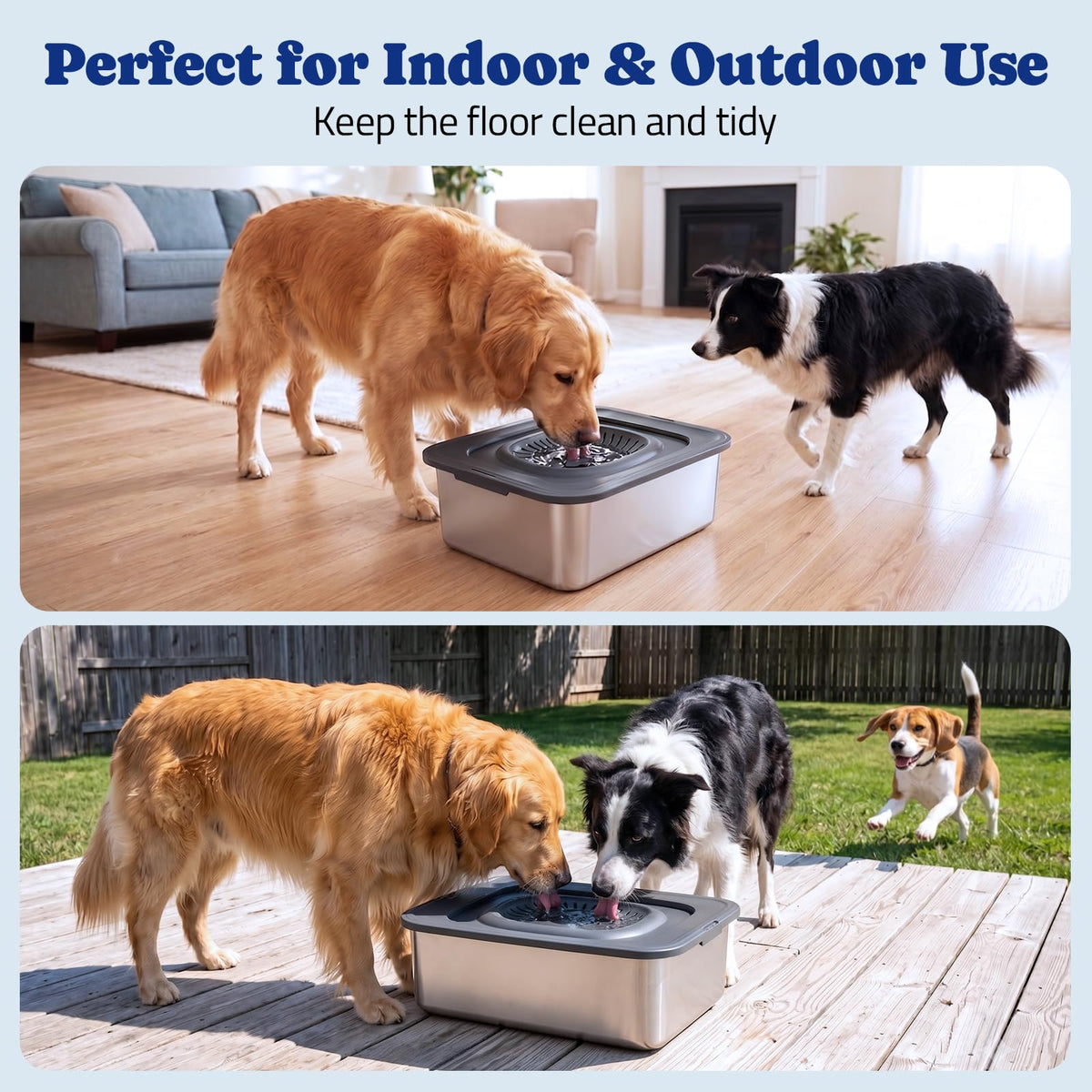 12L Dog Water Bowl No Spill with Slow Drinking Floating Disk (Gray / 12L)
