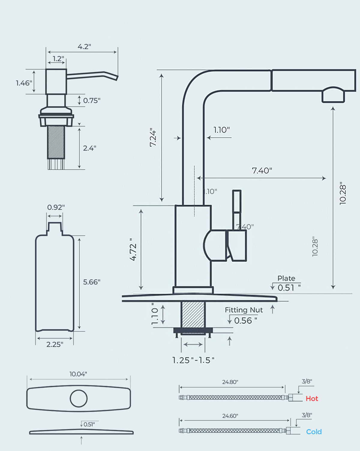 Kitchen Faucet with Soap Dispenser (Matte Black)