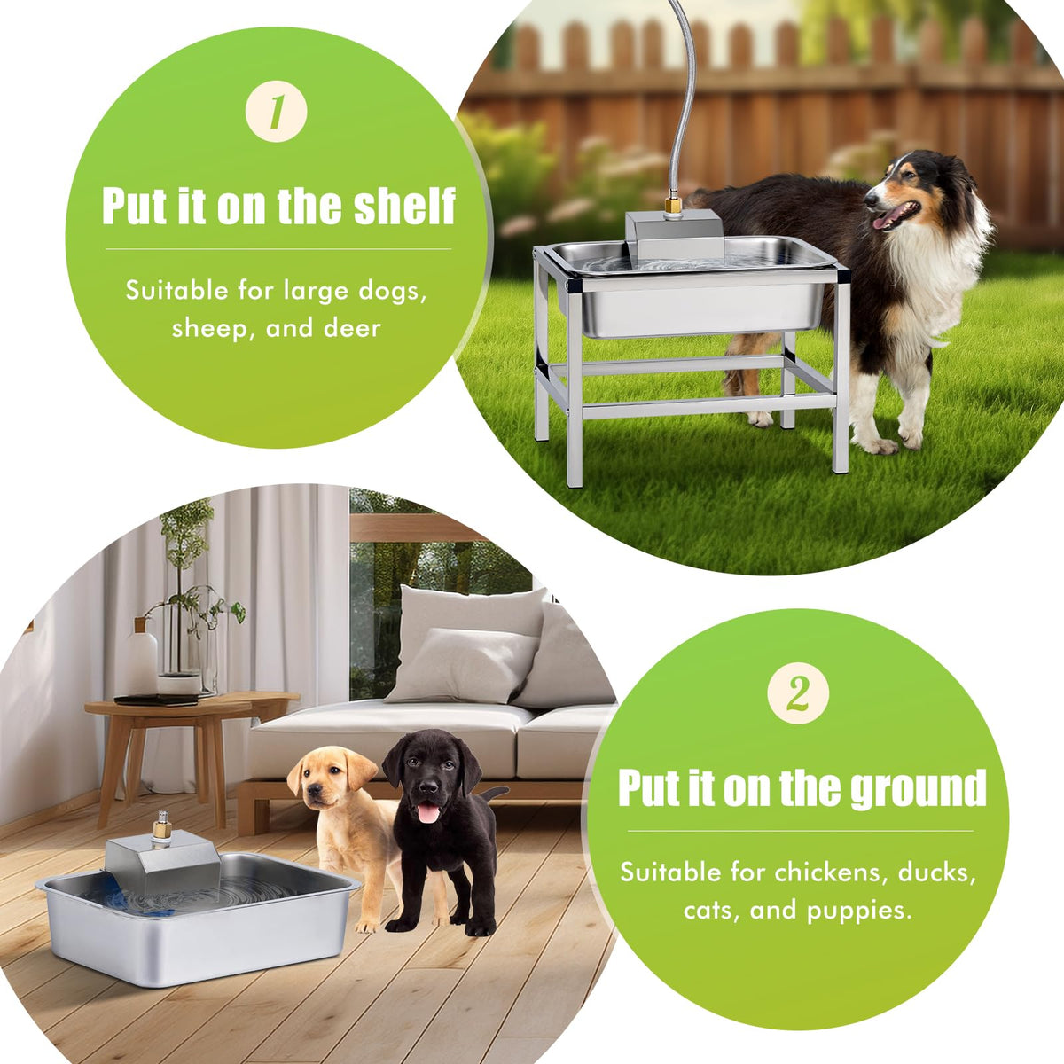 3Gal Automatic Dog Water Bowl Dispenser Large Breed Elevated Outdoor Large Dog Water Bowl with Stand Raised Stainless Auto Fill Waterer with Float Valve for Big Dogs Pets Cats Chicken Livestock (3 Gal)