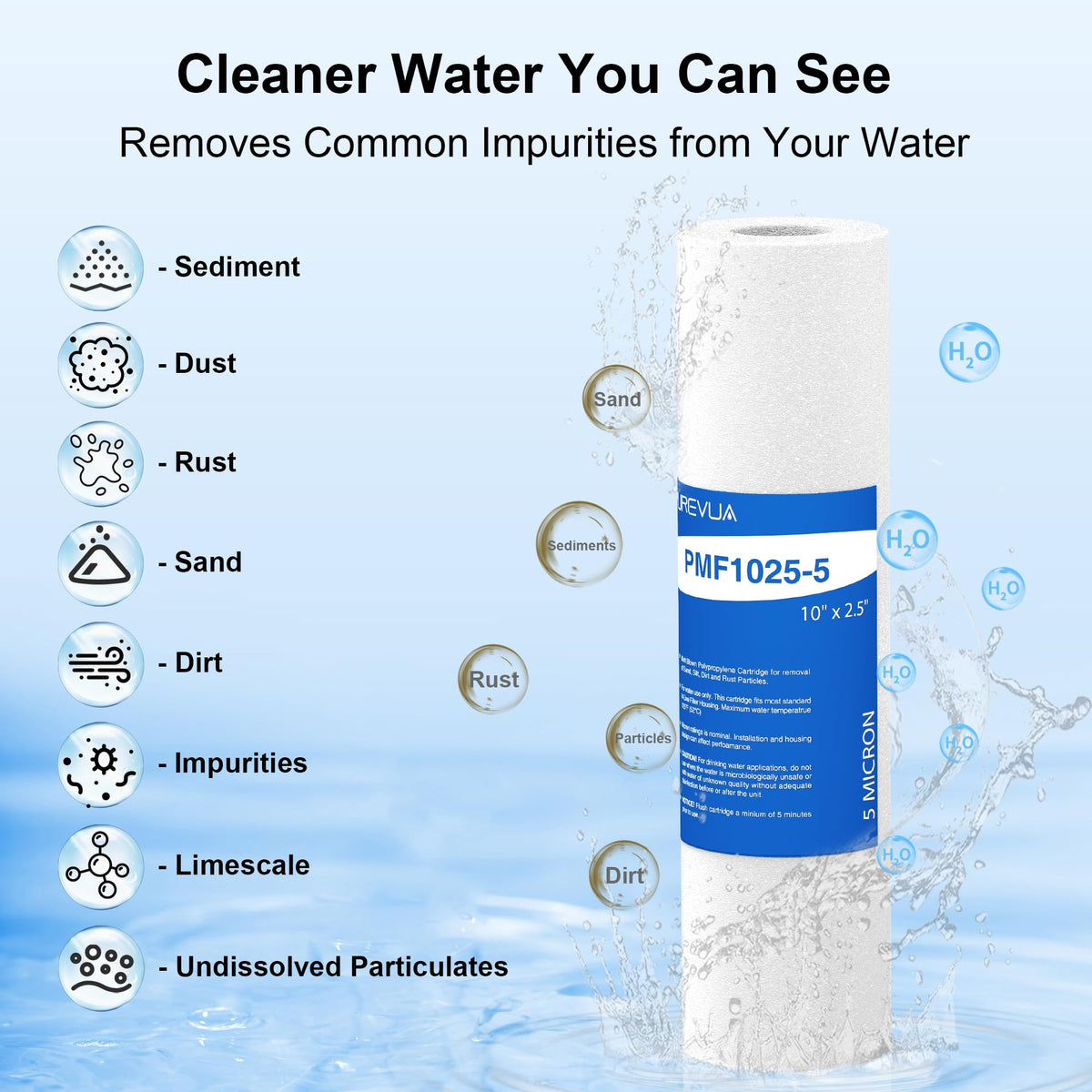 5 Micron 10" x 2.5" Sediment Water Filter Cartridge (6 Count (Pack of 1))