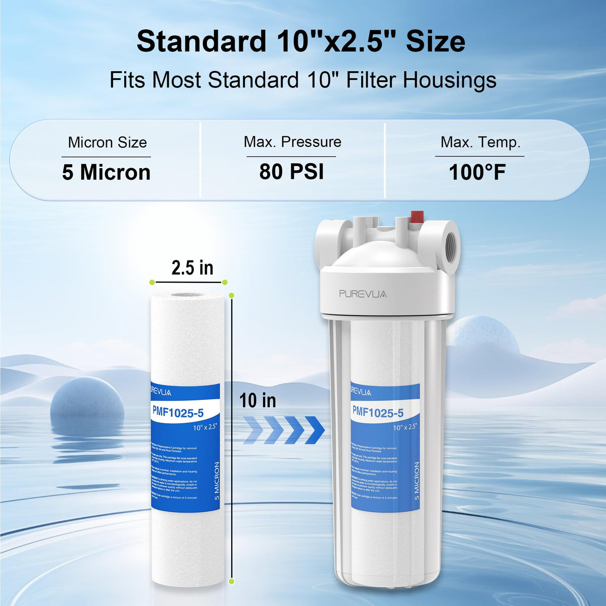5 Micron 10" x 2.5" Sediment Water Filter Cartridge (6 Count (Pack of 1))