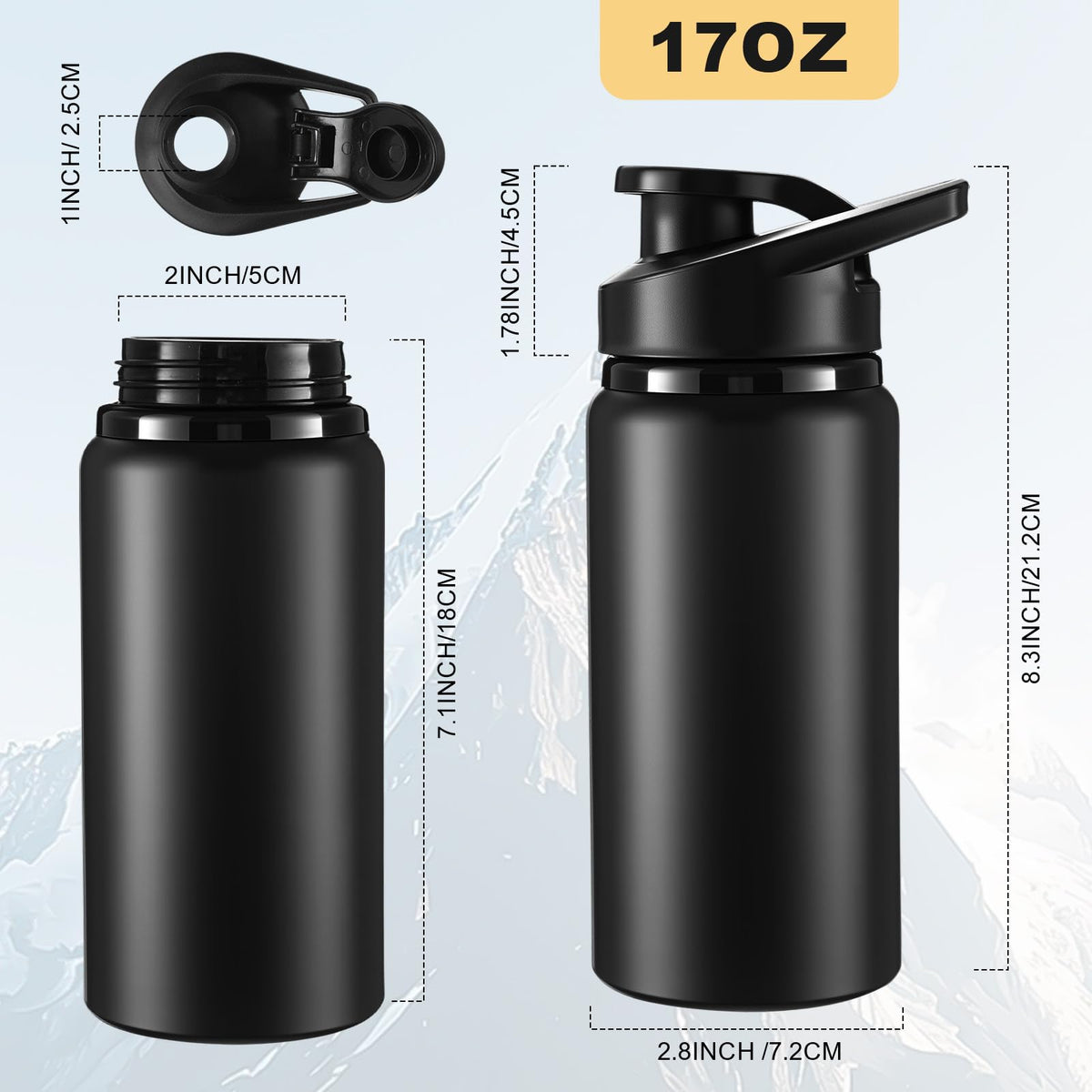 Aluminum Water Bottle Bulk (17 Ounces (Pack of 42) / Black 4)