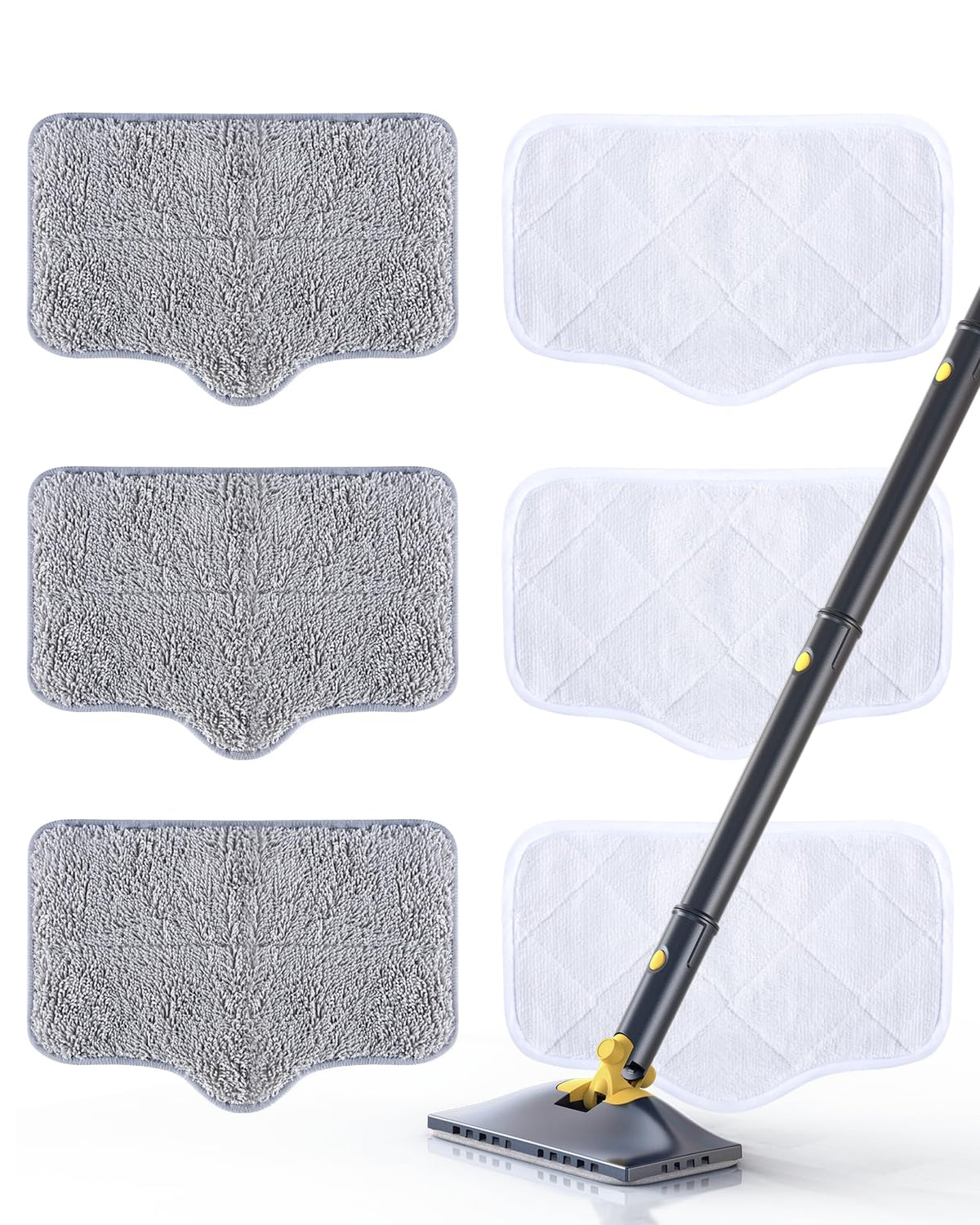 6 Pack Steam Mop Pads (White and Gray)