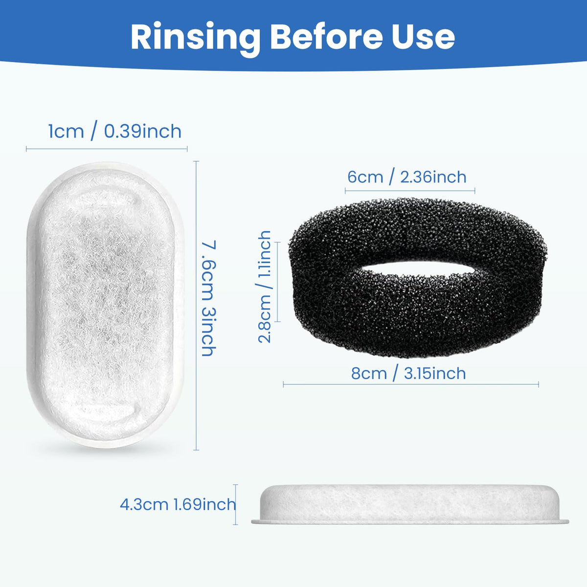 Official Tomxcute Cat Water Fountain Replacement Filters