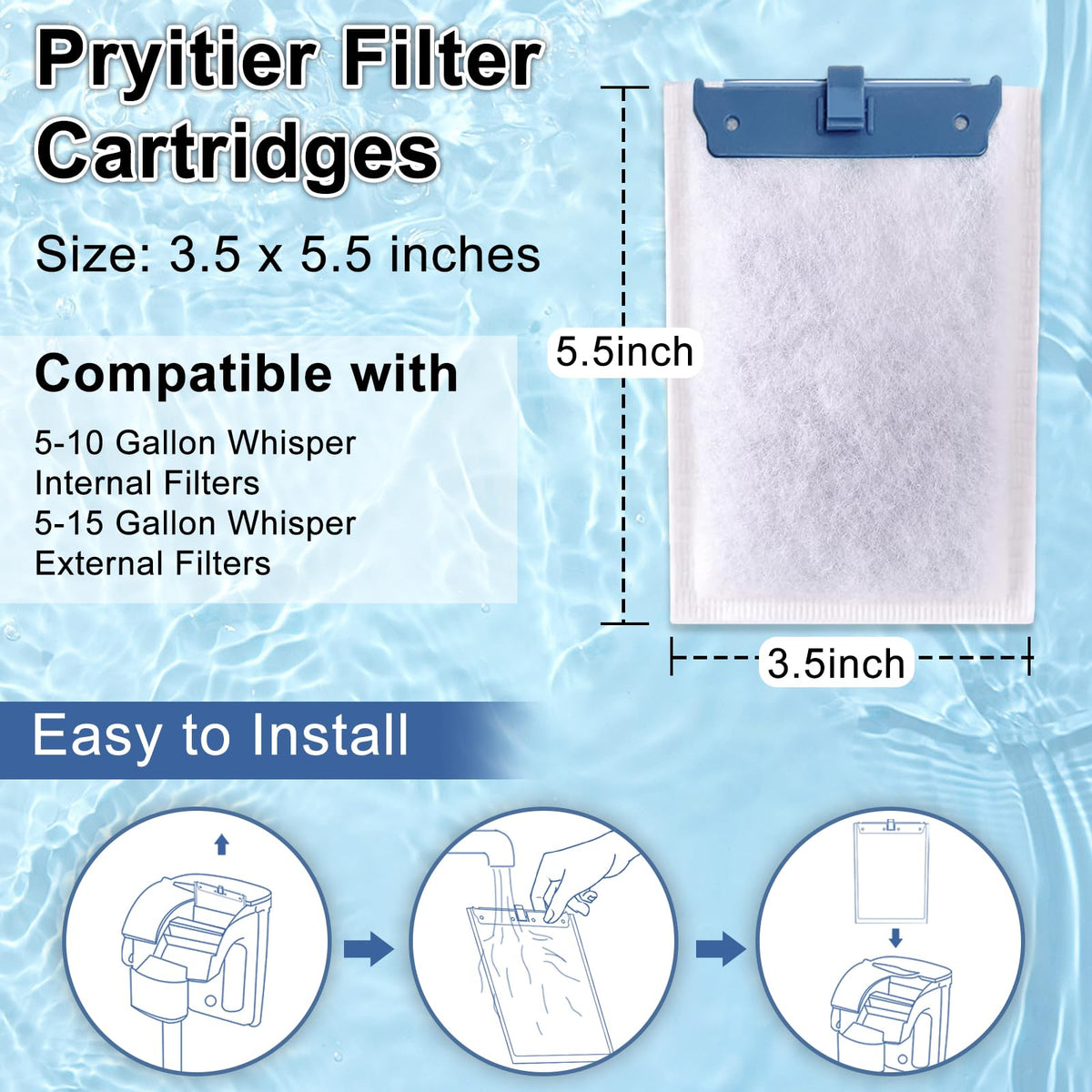 10 Pack Filter Cartridge Compatible with Whisper Bio (10 Pack Medium)