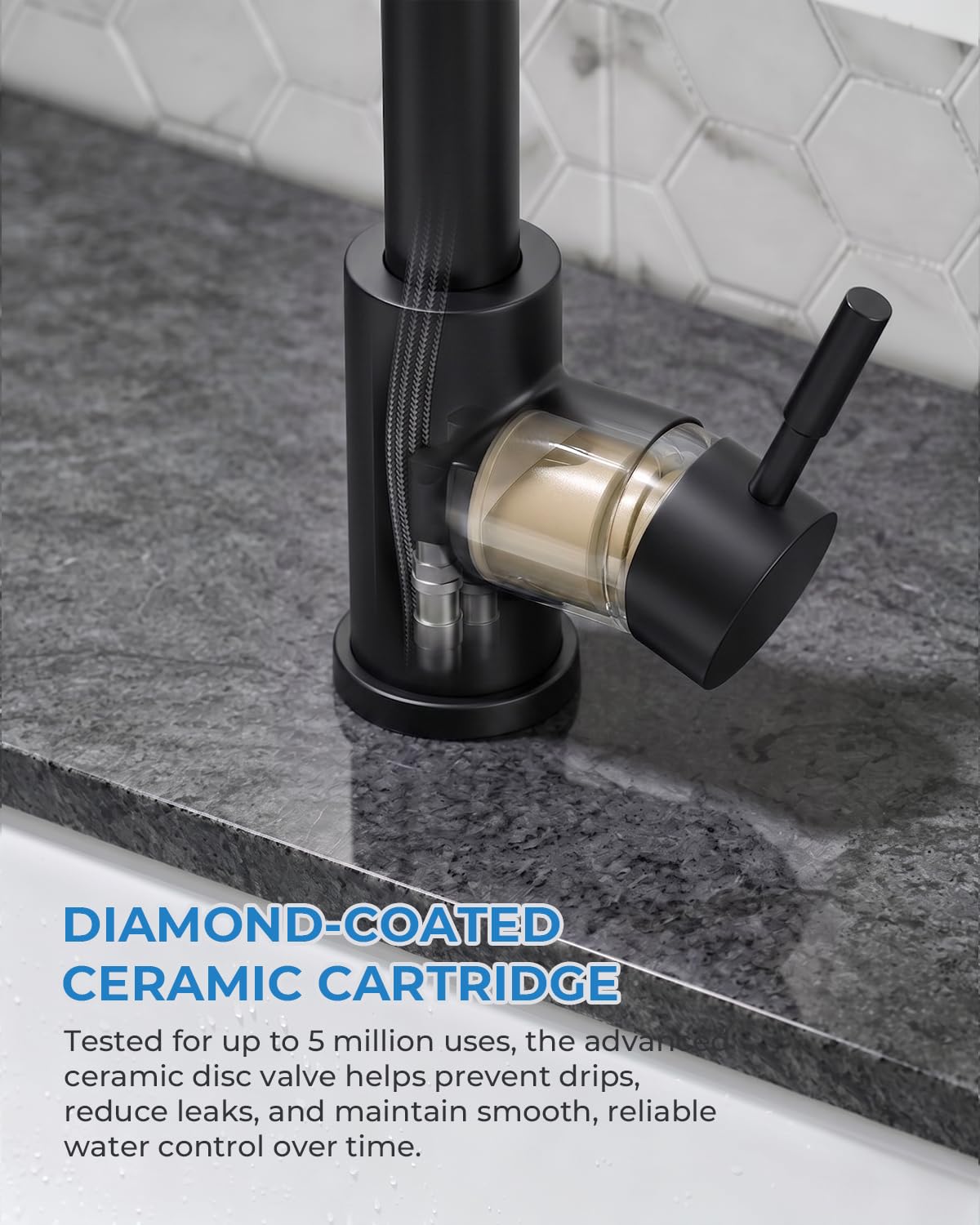 Black Kitchen Faucet with Pull Down Sprayer (Matte Black)