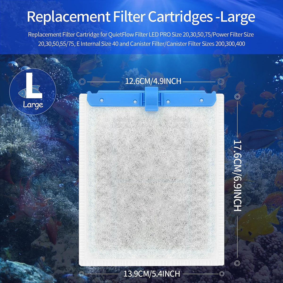 10 Pack Large Replacement Filter Cartridges Compatible for QuietFlow Power Filter Size 20 (Large-10 Pack)