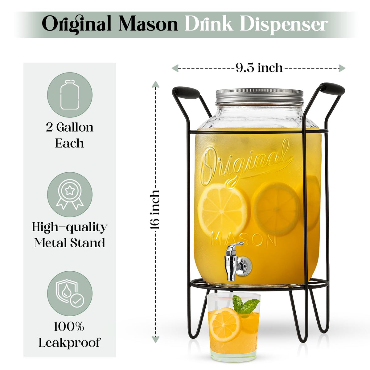 2 PACK 2 GALLON Drink Dispensers for Parties (Clear 2 Pack - 2 Gallon)