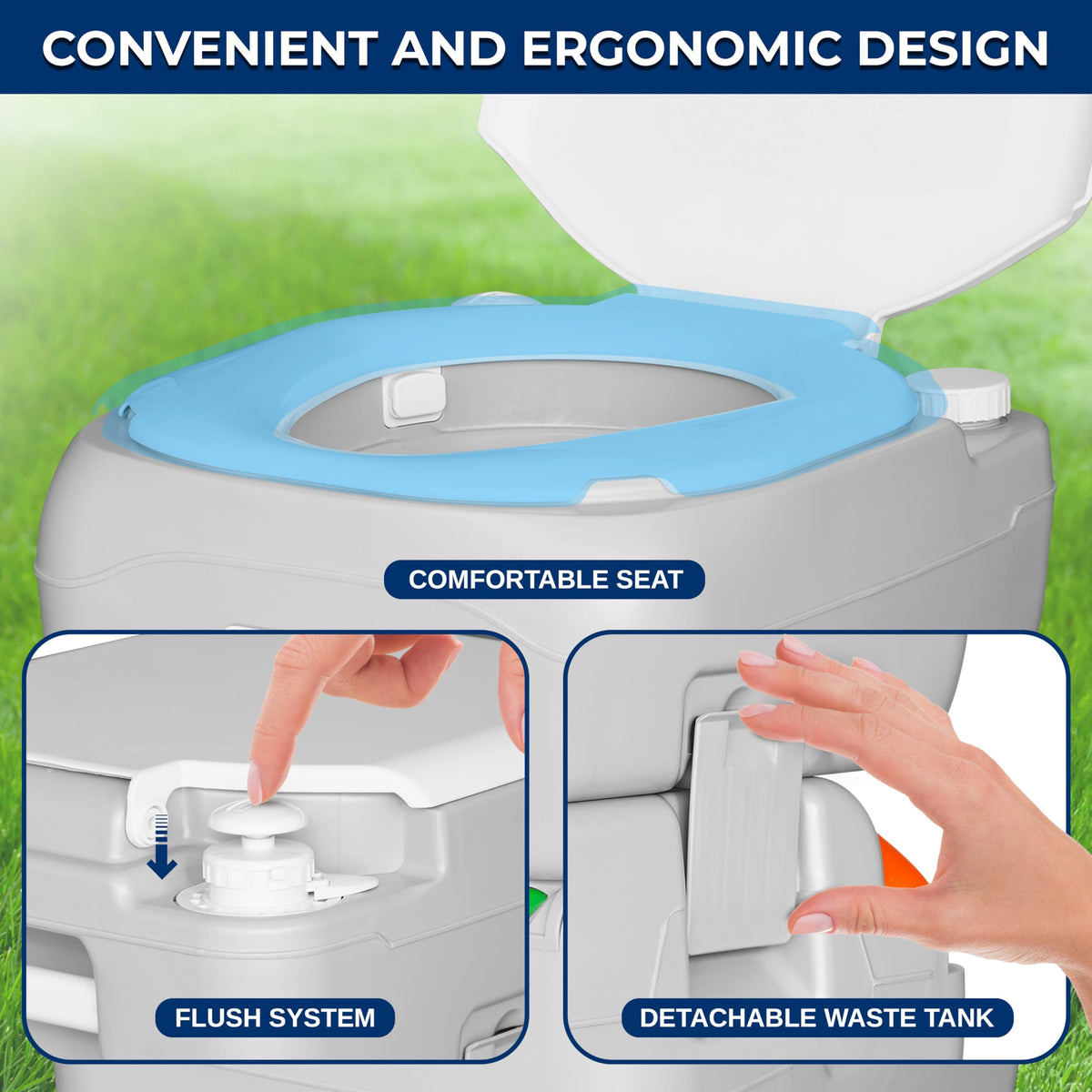 Portable Camping Toilet (Standard / Steel Gray)
