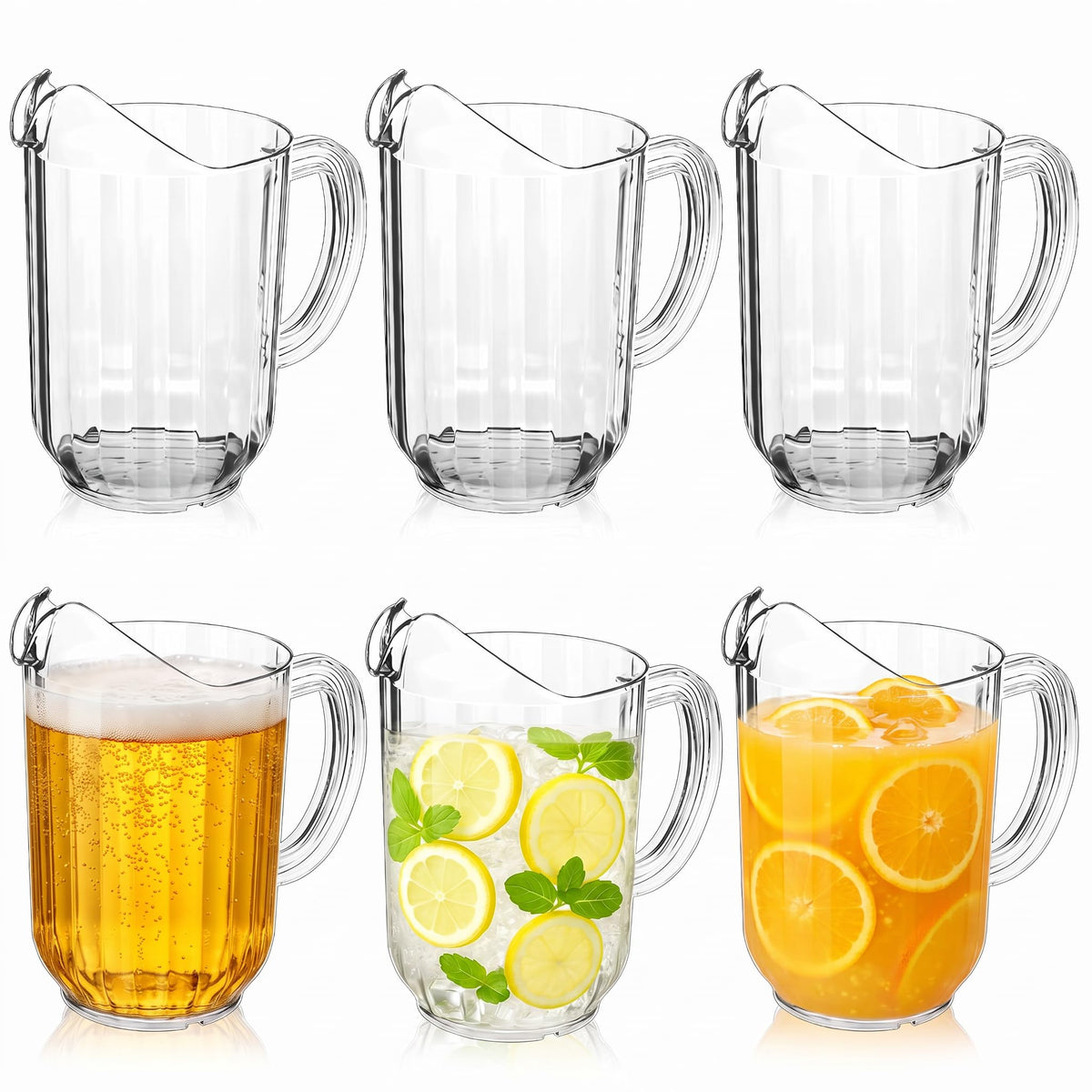 6 Pcs Plastic Water Pitchers (Classic)