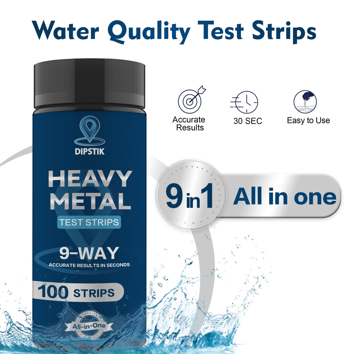 9 Way Heavy Metals Water Test Strips