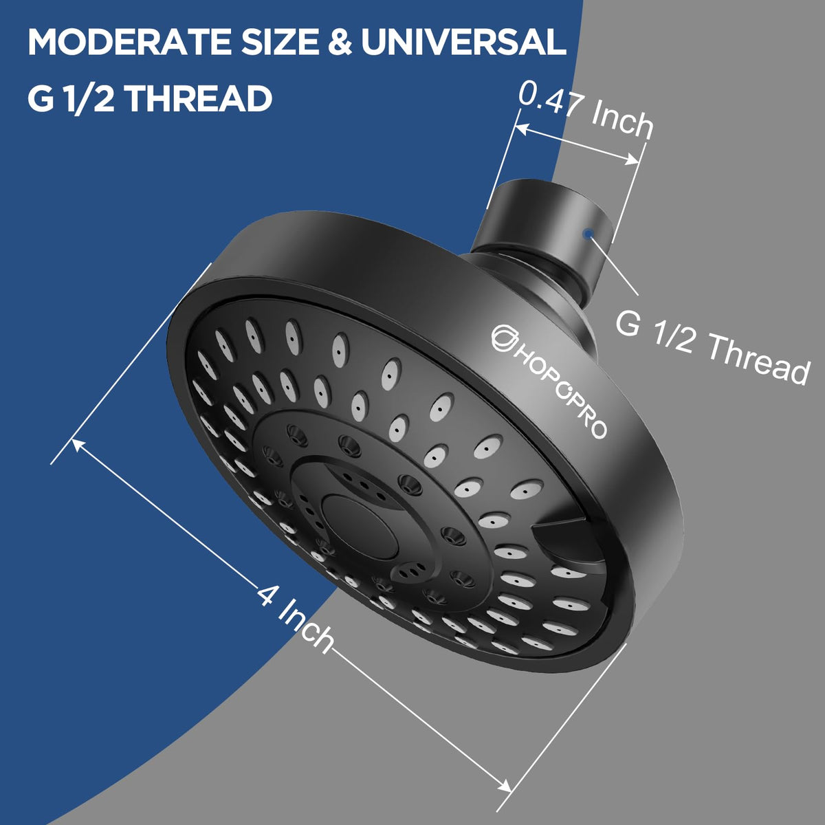 High Pressure Shower Head (4 Inch Modern / Matte Black)