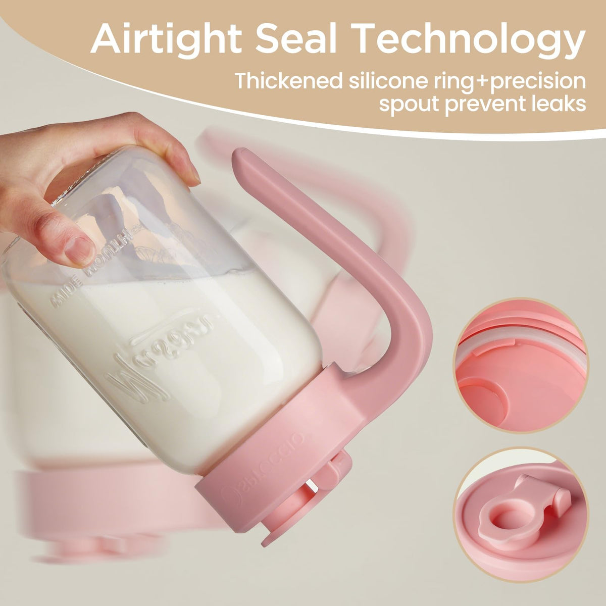 32 oz Glass Pitcher with Lid (Pink)