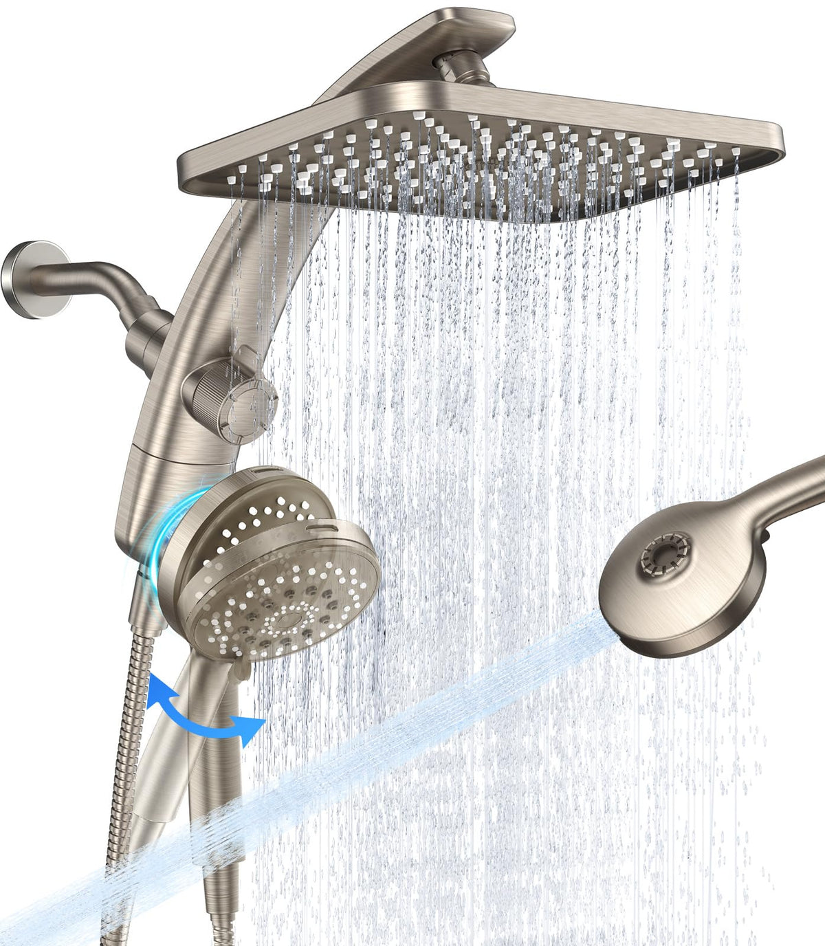 12" Brushed Nickel Shower Head with Handheld (Brushed Nickel / 12inch)