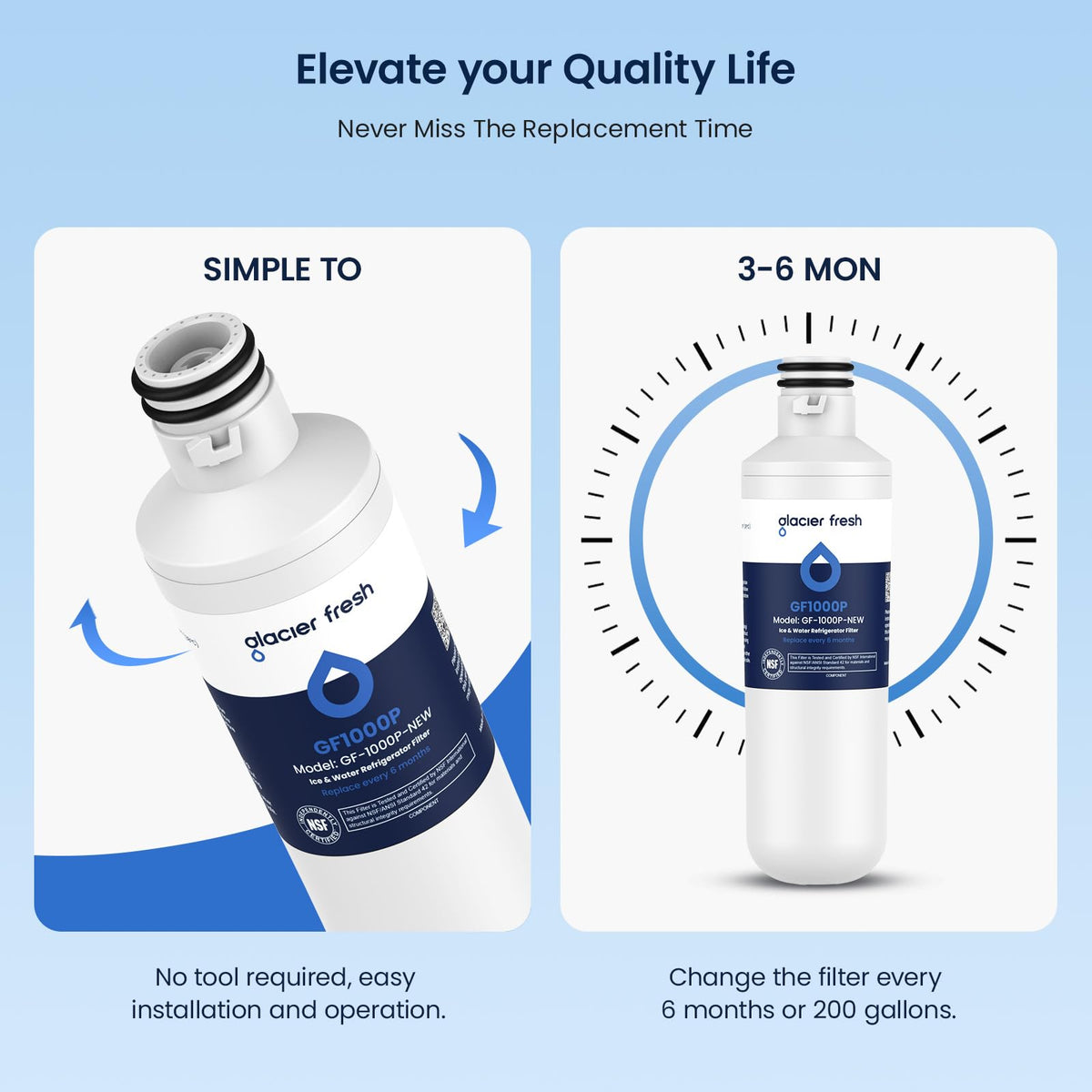 Water Filter LT1000PC Replacement for LG Refrigerator (Refrigerator Water Filter / 4 Count (Pack of 1))
