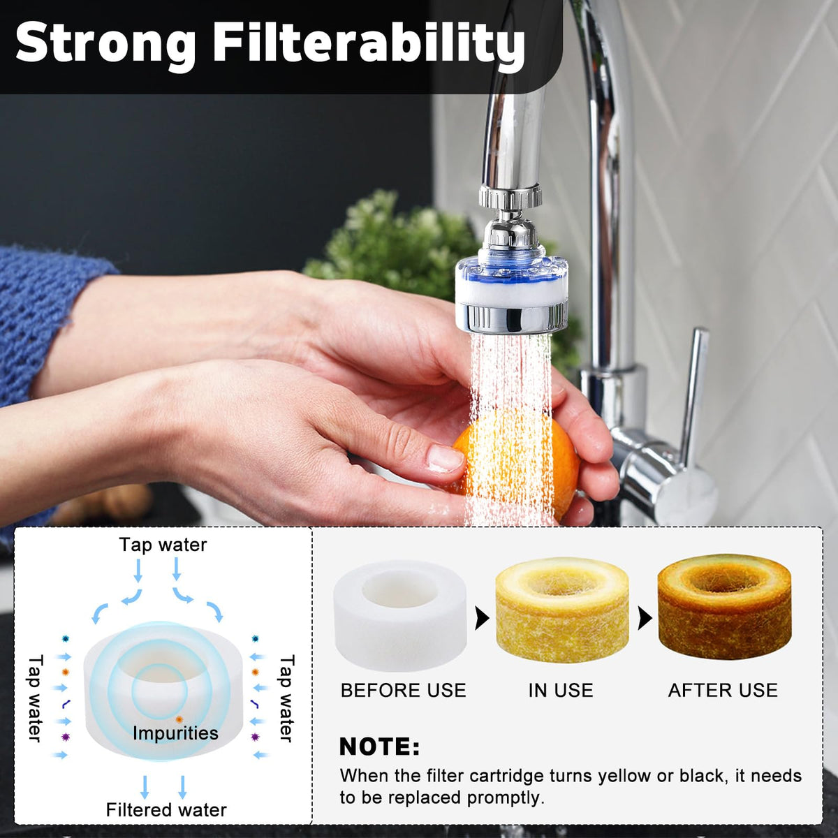 3 Pack Sink Water Filter Faucet (A-3 Filter & 15 Cartridges)