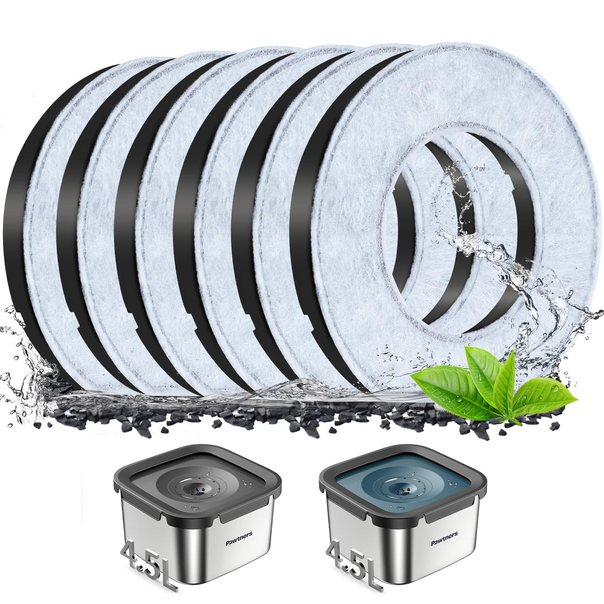 6 Packs Replacement Filters for Pawtners 4.5L No (Snow white / 6 Packs)