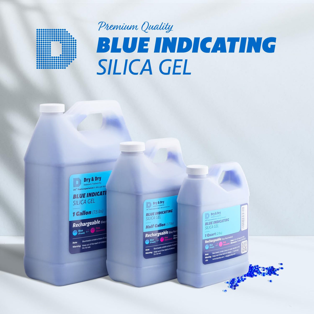 1.9 LBS] Blue Indicating Silica Gel Beads (Blue / 1.9 LBS)