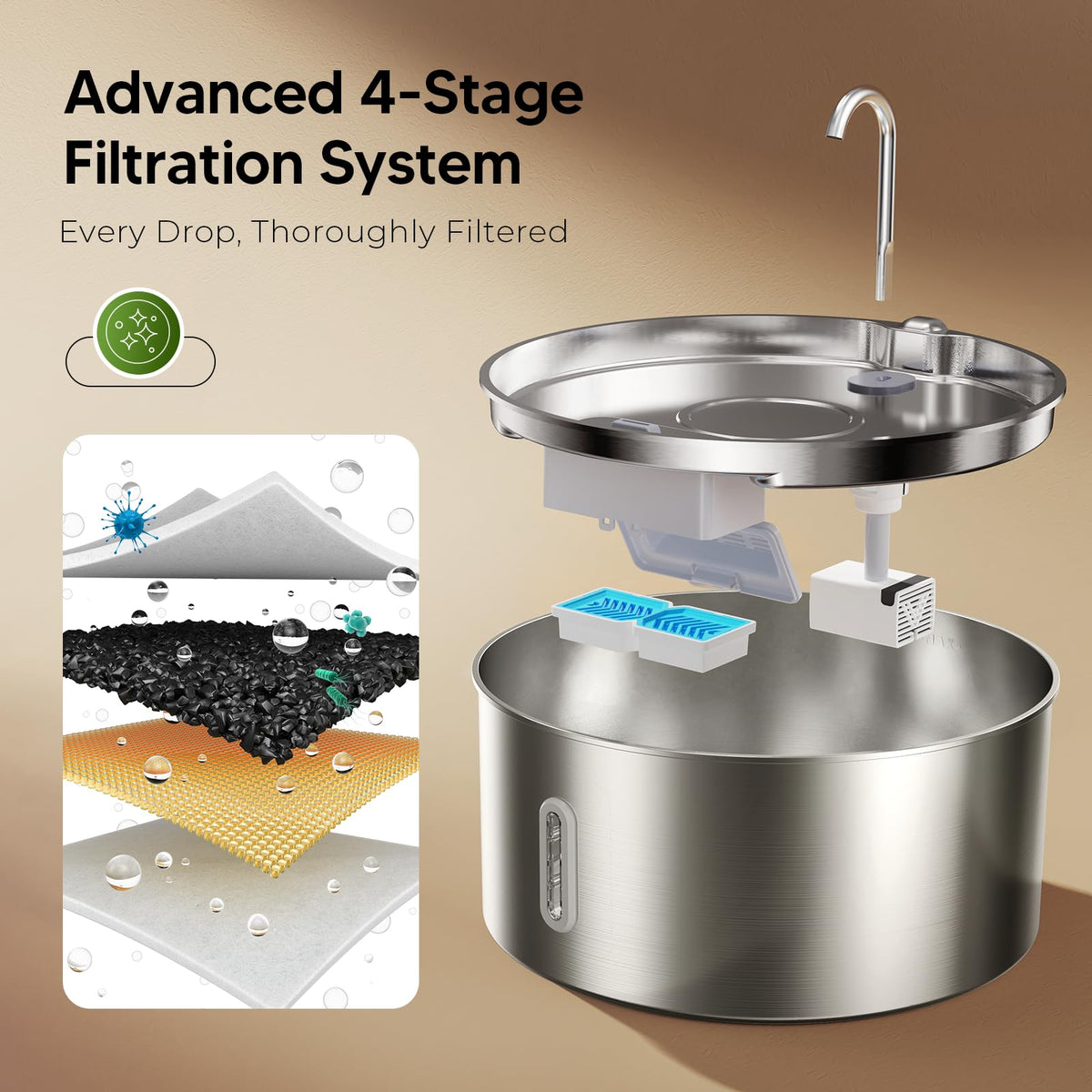 Stainless Steel Dog Water Fountain for Large Dogs